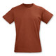 A brown original women's T-shirt displayed with a classic crew neck and short sleeves. It features a logo. A brown original women's T-shirt displayed with a classic crew neck and short sleeves. It features a logo.