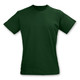 A dark green women's T-shirt with short sleeves and a classic fit. It features a logo on one side. A dark green women's T-shirt with short sleeves and a classic fit. It features a logo on one side.