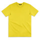 A bright yellow women's T-shirt with a round neckline and short sleeves. It features a logo.