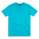 A bright turquoise women's T-shirt with a classic crew neckline and short sleeves. Features a logo on the label.