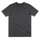 A plain dark grey women's T-shirt with a round neckline and short sleeves. It has a logo on the label.