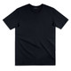 A plain black women's t-shirt with short sleeves and a round neckline, featuring a logo.