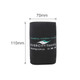A foldable black stubby holder featuring a logo, measuring 70mm in width and 110mm in height.