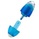 A highlighter in blue with a transparent cap, featuring a branded logo on the body. A highlighter in blue with a transparent cap, featuring a branded logo on the body.
