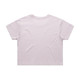 A light pink crop tee with short sleeves and a plain back, featuring a logo.