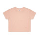 A cropped tee in a soft peach colour with a relaxed fit and short sleeves. It features a branding label.