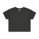 A dark green crop tee with a classic crew neckline and short sleeves, featuring a logo on the label.