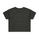 A dark green crop tee with short sleeves. The design features a plain back without visible branding.