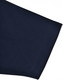 A close-up of a navy blue short-sleeve polo shirt with a smooth fabric texture and a stitched hem. A close-up of a navy blue short-sleeve polo shirt with a smooth fabric texture and a stitched hem.