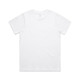 A white classic t-shirt with a simple design and a crew neck. It features a subtle branding logo.