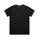 A black t-shirt with a classic fit, featuring a plain back design and no visible branding.