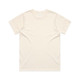 A plain cream-coloured t-shirt with a classic crew neckline and short sleeves. It features a logo on the label.