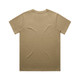 A beige T-shirt featuring a crew neck and short sleeves, with a logo present on the back.
