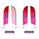 Medium angled feather banners measuring 70.4*300cm in red and pink, featuring single and double-sided designs.