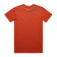An orange t-shirt featuring a plain back with no visible logos or designs.