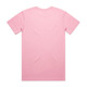 A pink T-shirt with a plain back design, featuring a logo or branding.