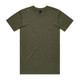 An olive green T-shirt with a classic crew neckline and short sleeves. The shirt features a logo. An olive green T-shirt with a classic crew neckline and short sleeves. The shirt features a logo.