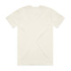 A light beige T-shirt with a simple design and a brand logo on the back.