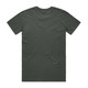 A green t-shirt with a smooth texture and a plain back, featuring a logo at the neckline.