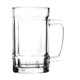 A clear, 400ml Bavarian beer glass featuring a sturdy handle and a classic design, perfect for enjoying beverages.