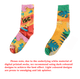 Premium digital printed socks featuring vibrant patterns in yellow, green, and pink, with a logo on the design.