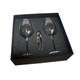 A wine glass set featuring two 430ml clear glasses and a corkscrew, presented in a black box with a textured insert.