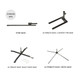 A display of various bases for feather banners, including spike, U-shaped tyre, heavy cross, and cross bases, in black.