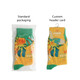 Socks featuring a floral design in yellow and green, packaged with a custom header card.