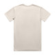 A light beige t-shirt featuring a simple design and a logo on the side.