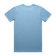 A light blue basic t-shirt featuring a logo on the back, displayed flat against a white background. A light blue basic t-shirt featuring a logo on the back, displayed flat against a white background.