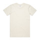 A plain cream-coloured t-shirt with a crew neck and short sleeves, featuring a logo on the back.