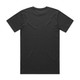 A black t-shirt with short sleeves, featuring a plain back design and a subtle logo on the side.