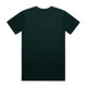 A dark green t-shirt featuring short sleeves and a plain back. The shirt has a logo on the label.