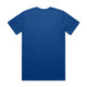 A plain blue T-shirt featuring a logo on the back. Classic cut with short sleeves.
