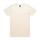 A cream-coloured classic t-shirt with a round neck and short sleeves, featuring a logo.