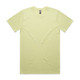 A plain light yellow t-shirt with a crew neckline and short sleeves. It features a label and has no visible designs.