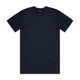 A navy classic tee featuring a round neck and short sleeves. It has a logo on the label.
