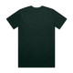 A dark green t-shirt featuring a plain back. The shirt is made of soft fabric and has a logo.