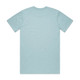 A light blue t-shirt with a crew neck and short sleeves, featuring a logo on the back.