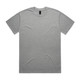 A grey t-shirt with short sleeves, featuring a brand logo on the label.