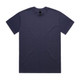 A dark navy t-shirt with short sleeves and a classic crew neck design, featuring a logo on the tag.