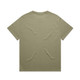 A plain olive green T-shirt with a simple design and no visible logos or branding.