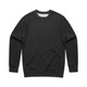 A dark grey jumper with long sleeves and a crew neck design. It features a tag and a subtle logo. A dark grey jumper with long sleeves and a crew neck design. It features a tag and a subtle logo.