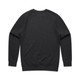 A dark grey jumper with long sleeves and a round neckline, featuring a plain back and no visible graphics.