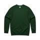 A green sweater featuring long sleeves and a round neckline, with a plain design and a logo tag.