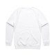 A white jumper with long sleeves and a rounded neckline, featuring a plain back and ribbed cuffs.