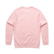 A pink jumper featuring a simple design with a crew neck and long sleeves, showcasing a back view. A pink jumper featuring a simple design with a crew neck and long sleeves, showcasing a back view.