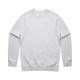 A grey jumper with long sleeves and a round neckline, featuring a logo on the front.
