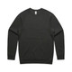 A black jumper with long sleeves and a crew neck design. The garment has a logo on the label.