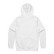 A white hoodie with a hood, featuring long sleeves and a plain design on the back.